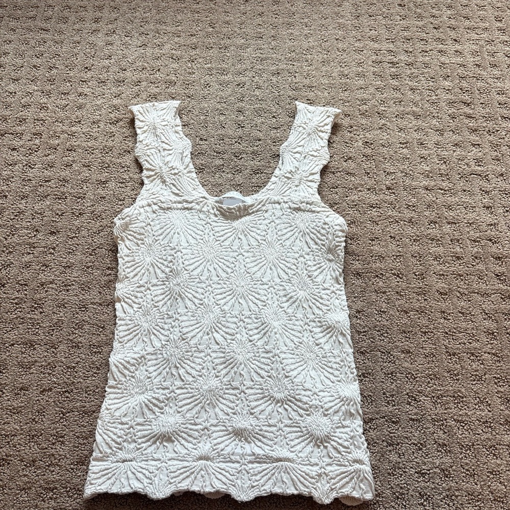 White Textured Sleeveless Top